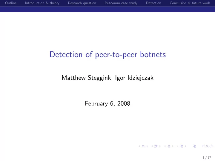 detection of peer to peer botnets