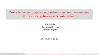 Provably secure compilation of side-channel countermeasures:  the case of cryptographic