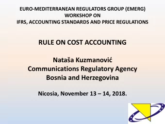 Bosnia and Herzegovina Nicosia, November 13  14, 2018.  Content  Price regulation in Bosnia