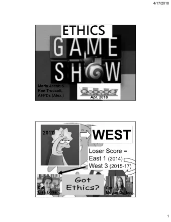 WEST  2017  Loser Score = East 1 (2014) West 3 (2015-17)  Cpt.  Cpt.  Lisa Lorish  Megan Durkee  2
