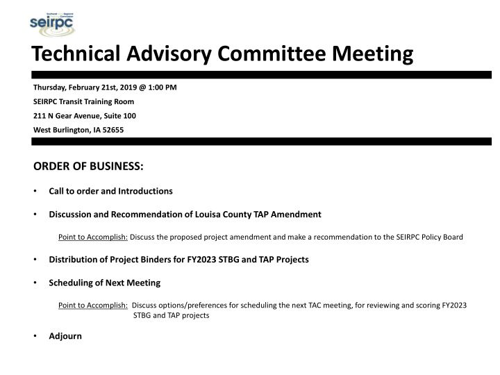 technical advisory committee meeting