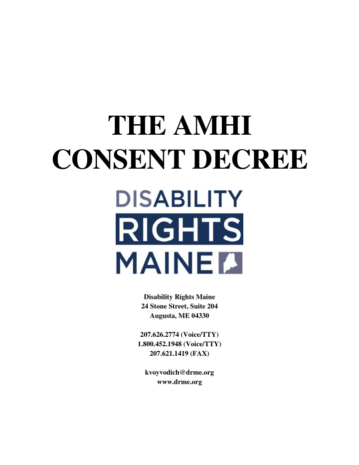 the amhi consent decree