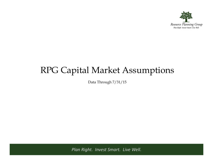 rpg capital market assumptions