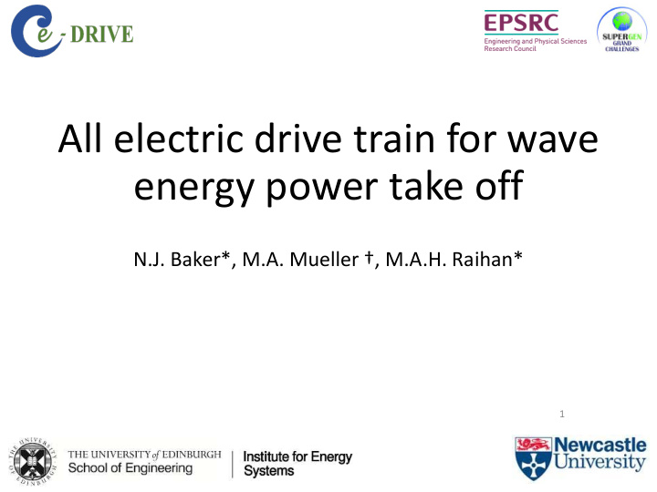 all electric drive train for wave energy power take off