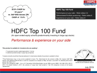 HDFC Top 100 Fund  (An open ended equity scheme predominantly investing in large cap stocks)