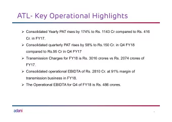 ATL- Key Operational Highlights  Consolidated Yearly PAT rises by 174% to Rs. 1143 Cr compared