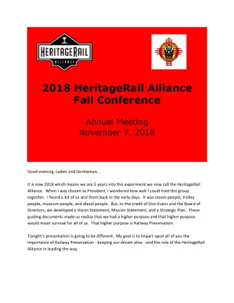 Good evening, Ladies and Gentleman It is now 2018 which means we are 5 years into this