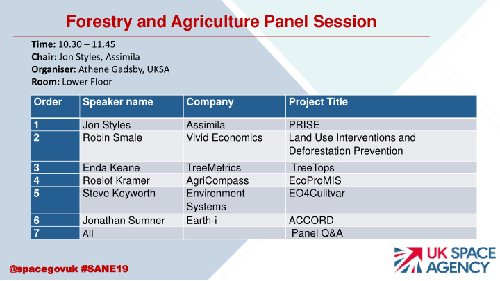 forestry and agriculture panel session