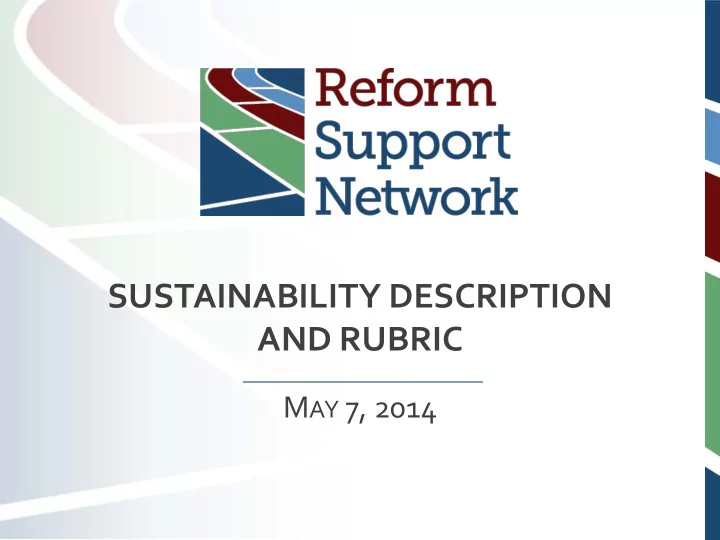 sustainability description and rubric