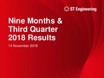 Third Quarter  2018 Results  14 November 2018  Agenda  Group Highlights  Sector Performance