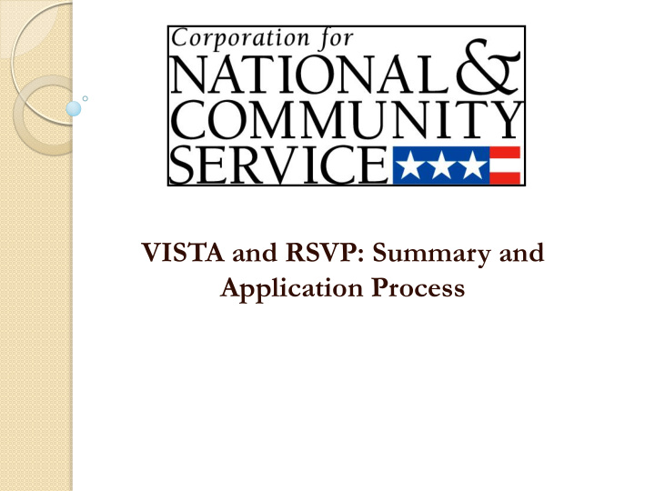 vista and rsvp summary and application process