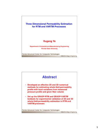 Abstract  Developed an effective 2D and 3D numerical  Developed an effective 2D and 3D numerical
