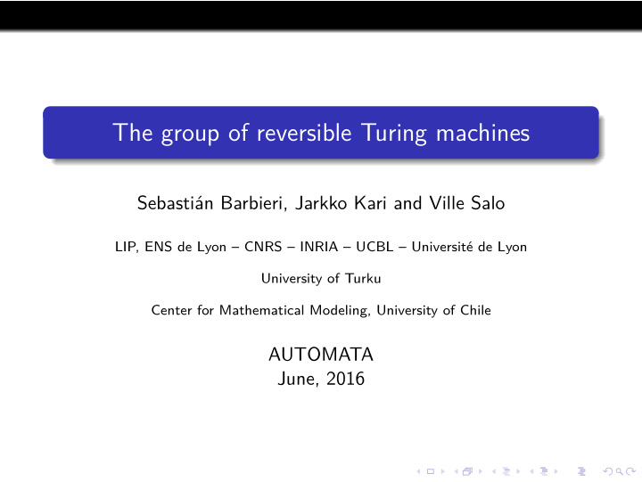 the group of reversible turing machines