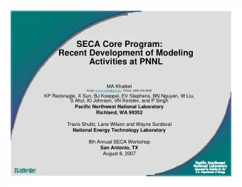 SECA Core Program:  SECA Core Program:  SECA Core Program:  Recent Development of Modeling  Recent