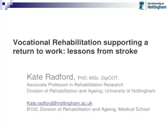 Outline  Background  What's the problem  Research Findings  R ETURN TO WORK AFTER S