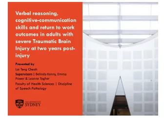 Verbal reasoning,  cognitive-communication  skills and return to work  outcomes in adults with