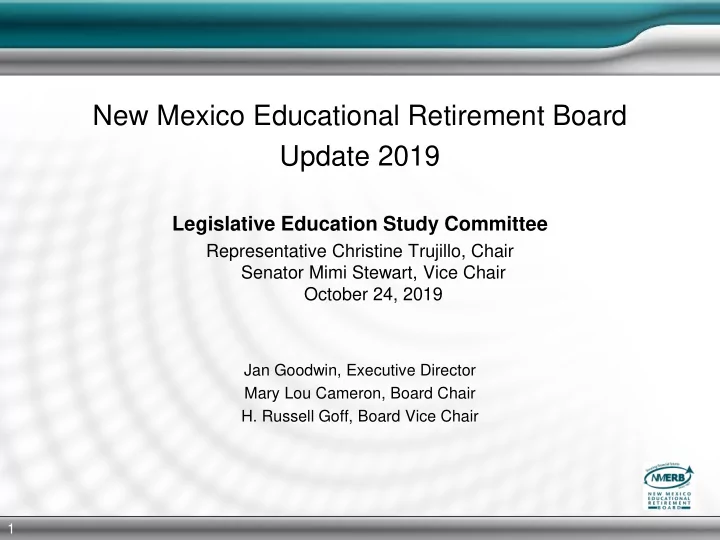 new mexico educational retirement board update 2019