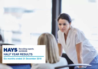 HALF YEAR RESULTS  Six months ended 31 December 2019  CAUTIONARY STATEMENT  This presentation