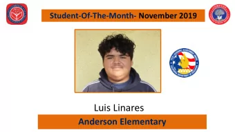 Luis Linares  Anderson Elementary  Student-Of-The-Month- December 2019  Briant Fernandez  Anderson