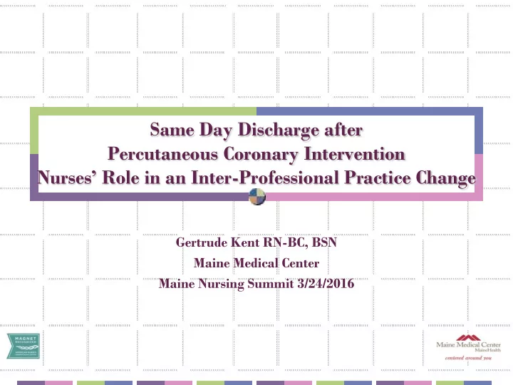 same day discharge after percutaneous coronary