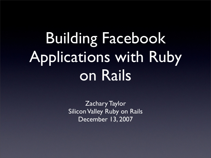 building facebook applications with ruby on rails