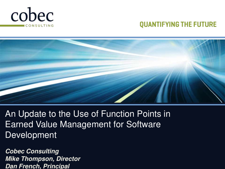 an update to the use of function points in earned value