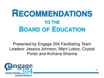 Agenda   Why Engage 204?   Engage 204 in Review   Recommendations from Engage 204