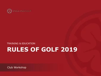 FOR DOCUMENT  Club Workshop Subhead text   TRAINING &amp; EDUCATION  Welcome  TRAINING &amp;