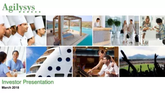 Investor Presentation  March 2018  Forward-looking Statements &amp; Non-GAAP  Financial Information