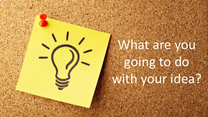 what are you going to do with your idea make it sell it