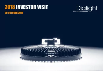 2018 INVESTOR VISIT  30 OCTOBER 2018  AGENDA  Morning session   Introduction  Marty Rapp