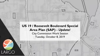 US 19 / Roosevelt Boulevard Special Area Plan (SAP) - Update!  City Commission Work Session