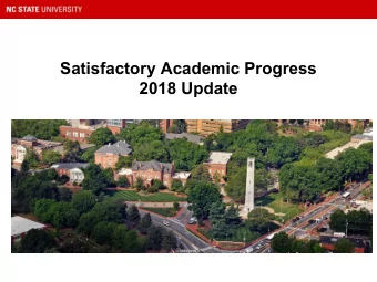 Satisfactory Academic Progress  2018 Update  Background on Update   Background:   2015
