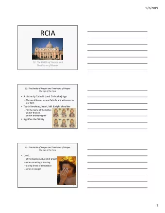 RCIA  12: The Battle of Prayer and  Traditions of Prayer  12: The Battle of Prayer and Traditions