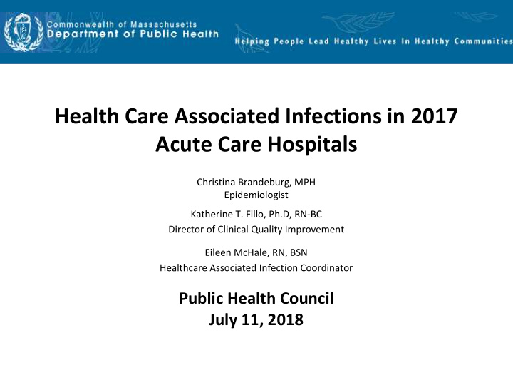 health care associated infections in 2017 acute care