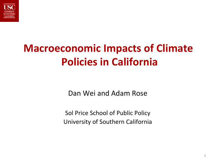 macroeconomic impacts of climate policies in california