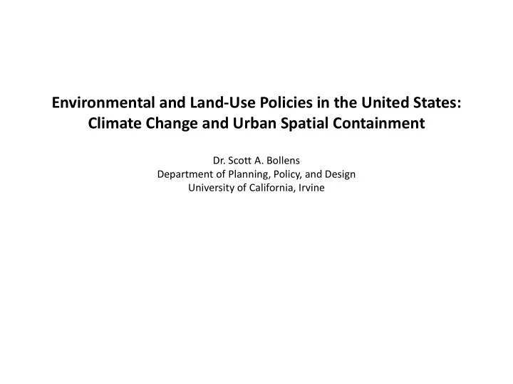 environmental and land use policies in the united states