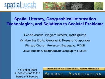 Spatial Literacy, Geographical Information  Technologies, and Solutions to Societal Problems