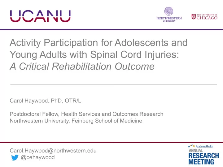 activity participation for adolescents and young adults