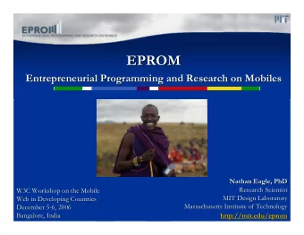 EPROM  EPROM  Entrepreneurial Programming and Research on Mobiles  Entrepreneurial Programming and