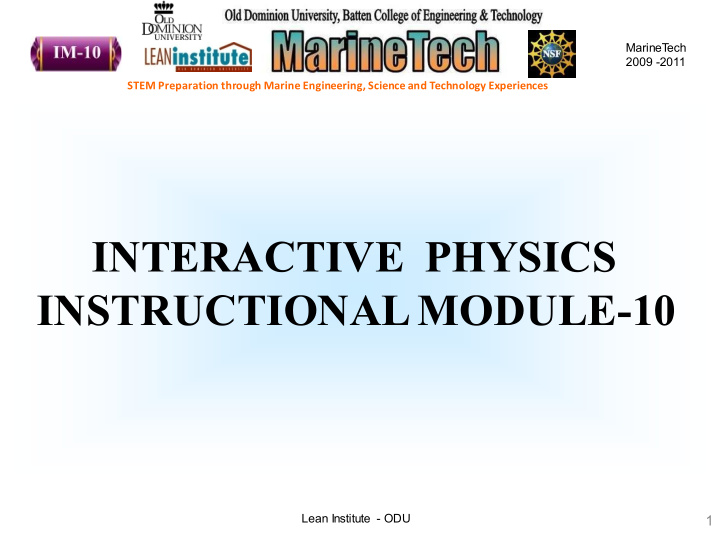 interactive physics instructional module 10 lean