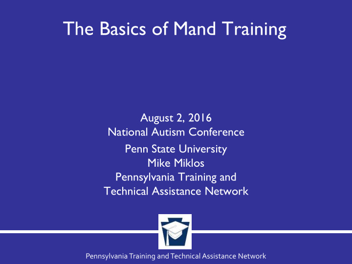 the basics of mand training