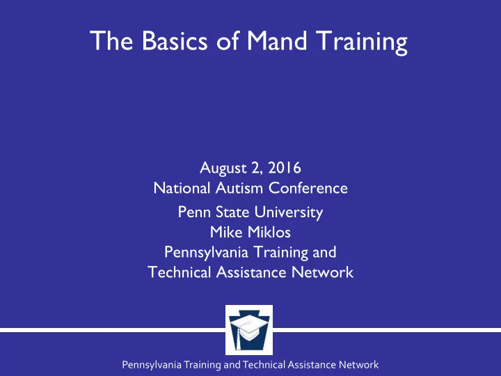 the basics of mand training