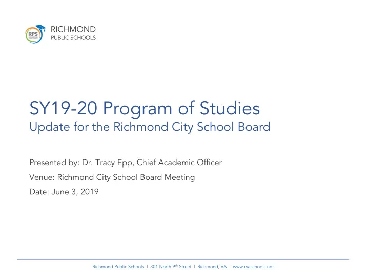 sy19 20 program of studies