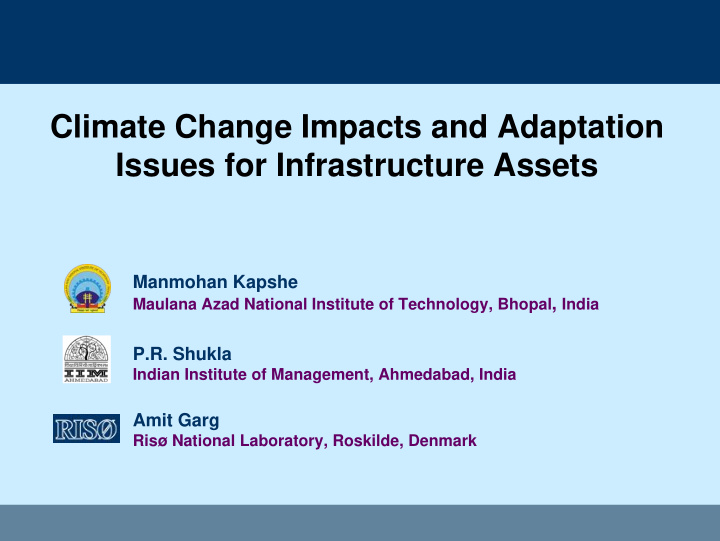 climate change impacts and adaptation issues for