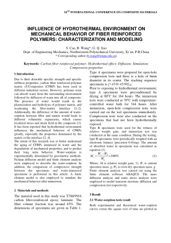 INFLUENCE OF HYDROTHERMAL ENVIRONMENT ON  MECHANICAL BEHAVIOR OF FIBER REINFORCED  POLYMERS: