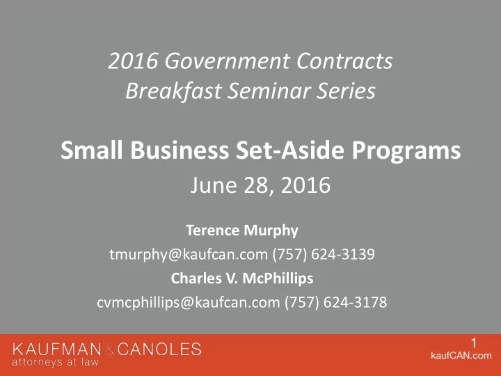 small business set aside programs