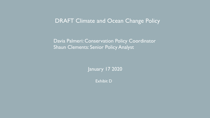 draft climate and ocean change policy