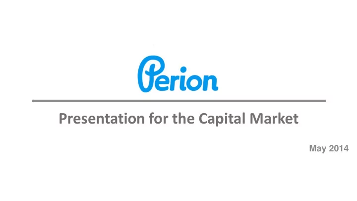 presentation for the capital market