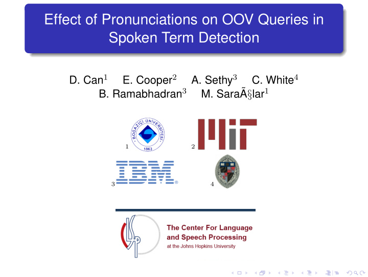 effect of pronunciations on oov queries in spoken term